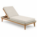 Bain de soleil inclinable beige et bois naturel, 200 x 75 x 35 cm
