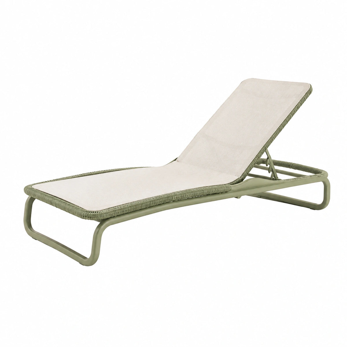 Chaise longue de jardin à dossier réglable 200 x 70 x 35 cm, Vert et Écru