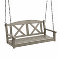 Balancelle de jardin en bois gris avec chaînes, 122 x 65 x 55 cm
