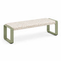 Banc contemporain 120 x 40 x 45 cm en métal vert sauge et terrazzo blanc moucheté