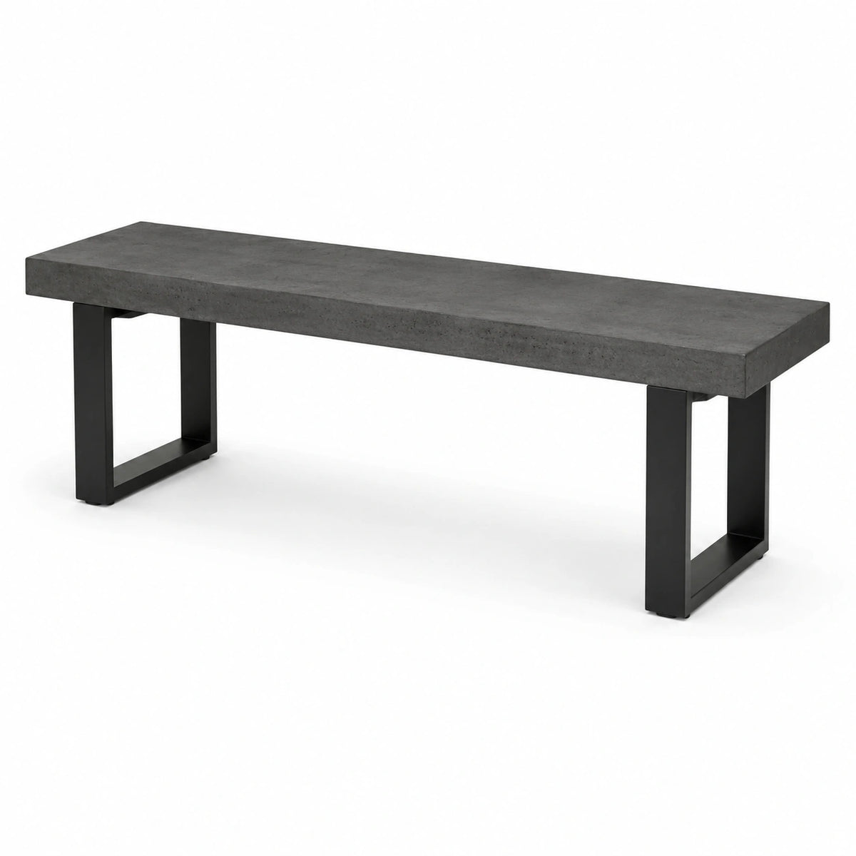 Banc industriel 180 x 40 x 45 cm en béton gris et acier noir
