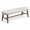 Banc contemporain rembourré 140 x 40 x 46 cm en tissu beige et bois brun
