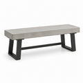 Banc industriel 140 x 40 x 45 cm, finition aspect béton gris et piètement en acier noir
