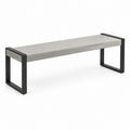 Banc industriel en béton gris et acier noir, 180 x 40 x 45 cm