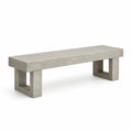 Banc contemporain gris effet béton 160 x 40 x 45 cm à piètements ajourés