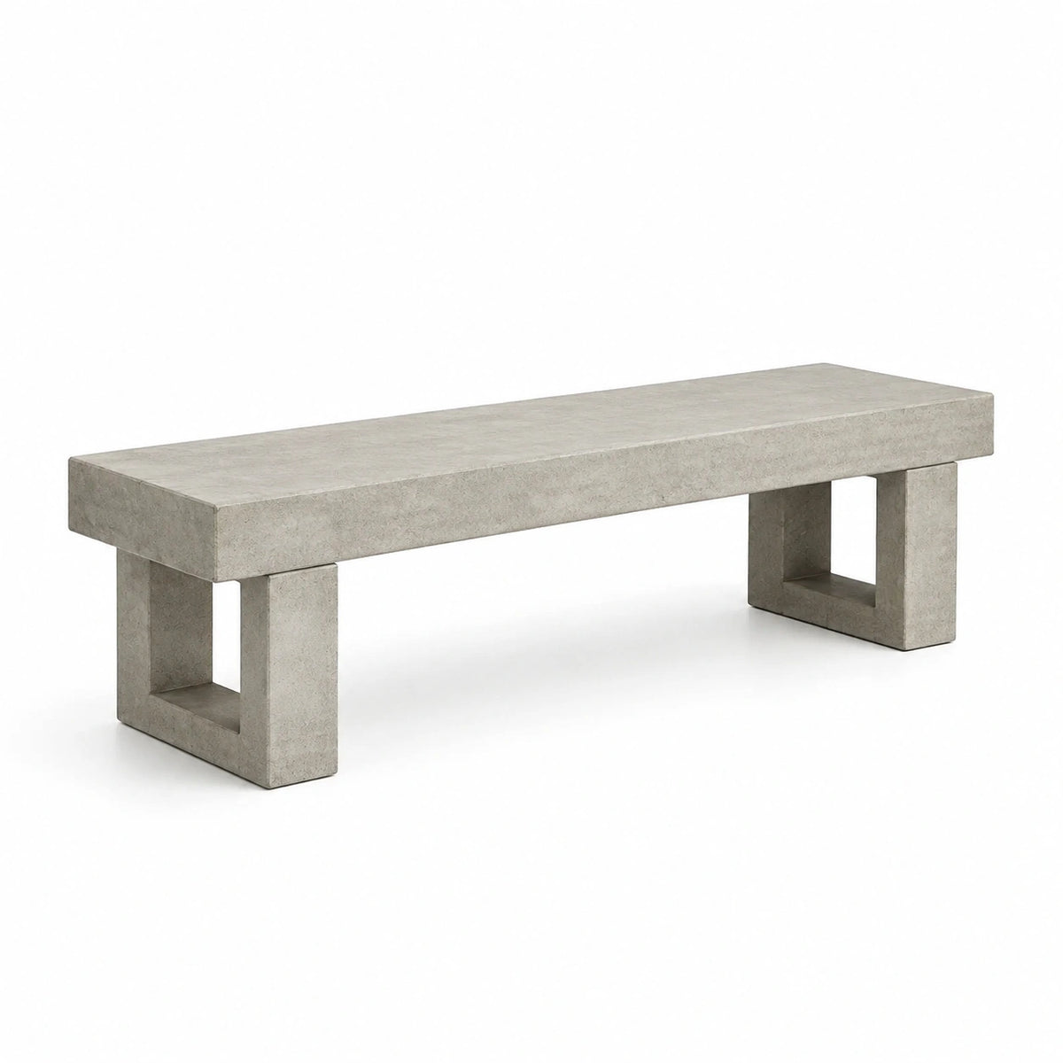 Banc contemporain gris effet béton 160 x 40 x 45 cm à piètements ajourés