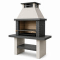 Barbecue de jardin fixe 120 x 70 x 220 cm en béton beige et anthracite avec grille
