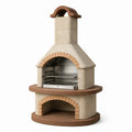 Barbecue de jardin rustique 90 x 90 x 200 cm beige et brun avec grille réglable en acier