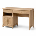 Bureau en bois d'ingénierie aspect chêne naturel avec rangement, 120 x 55 x 75 cm