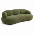 Canapé 3 places design arrondi en tissu vert olive, 230 x 100 x 78 cm